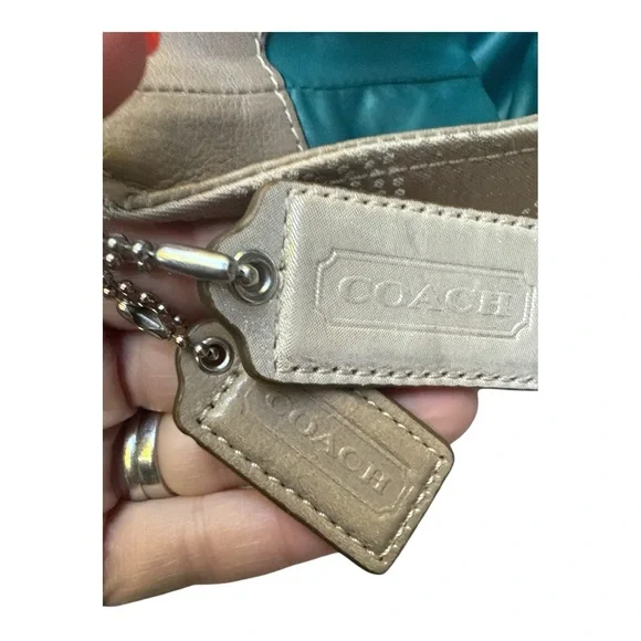 Coach Metallic Leather Beige Shoulder Bag - Picture 6 of 7